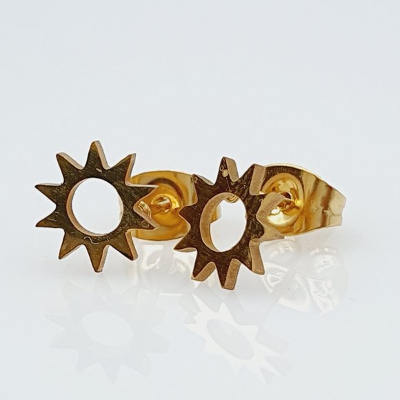 "Trendy Sun Stainless Steel Stud Earrings for Teens Girls/Women, MNL1113GL - Picture 8 of 9